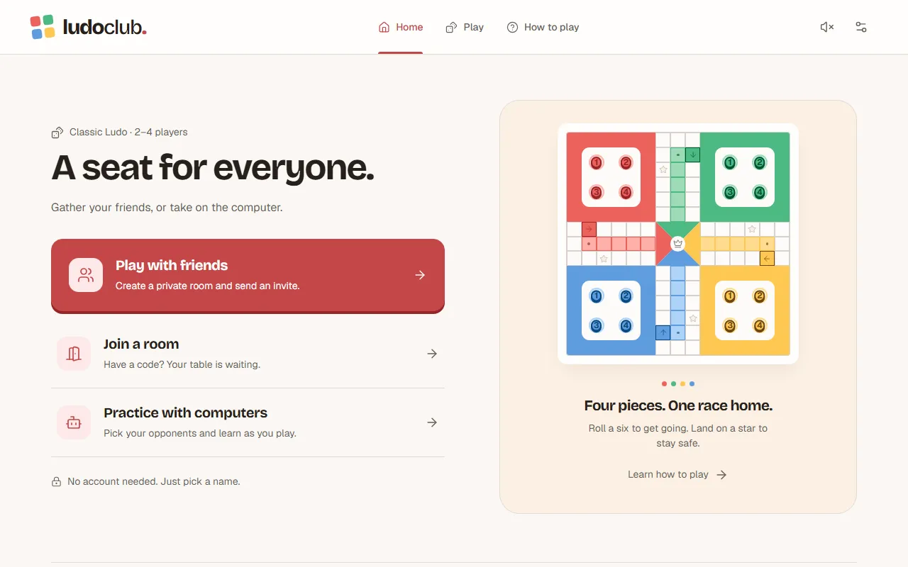 Multiplayer Ludo interface